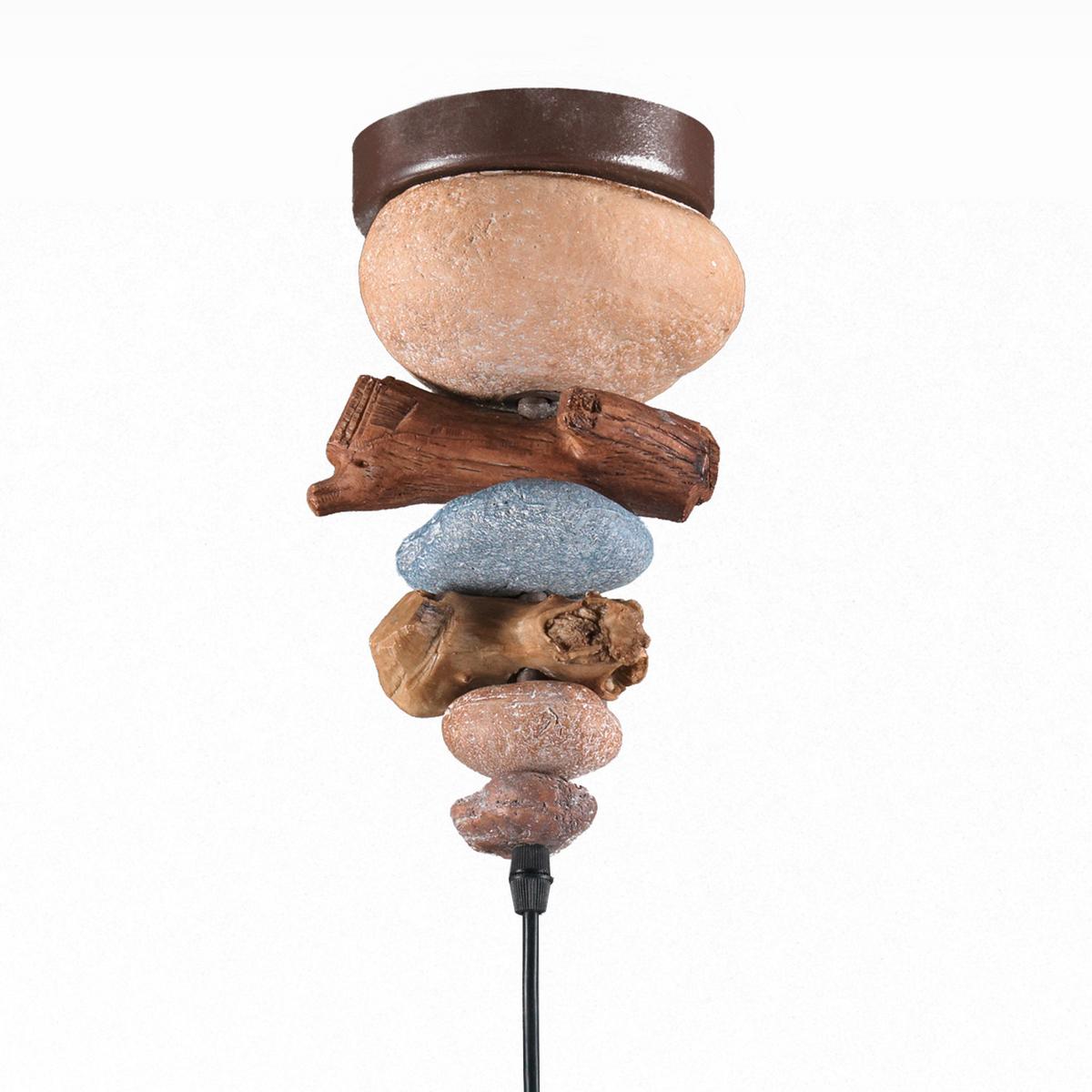 Hängeleuchte 4897/s - Blaugrau, Natur, Textil/Stein (45/90cm)