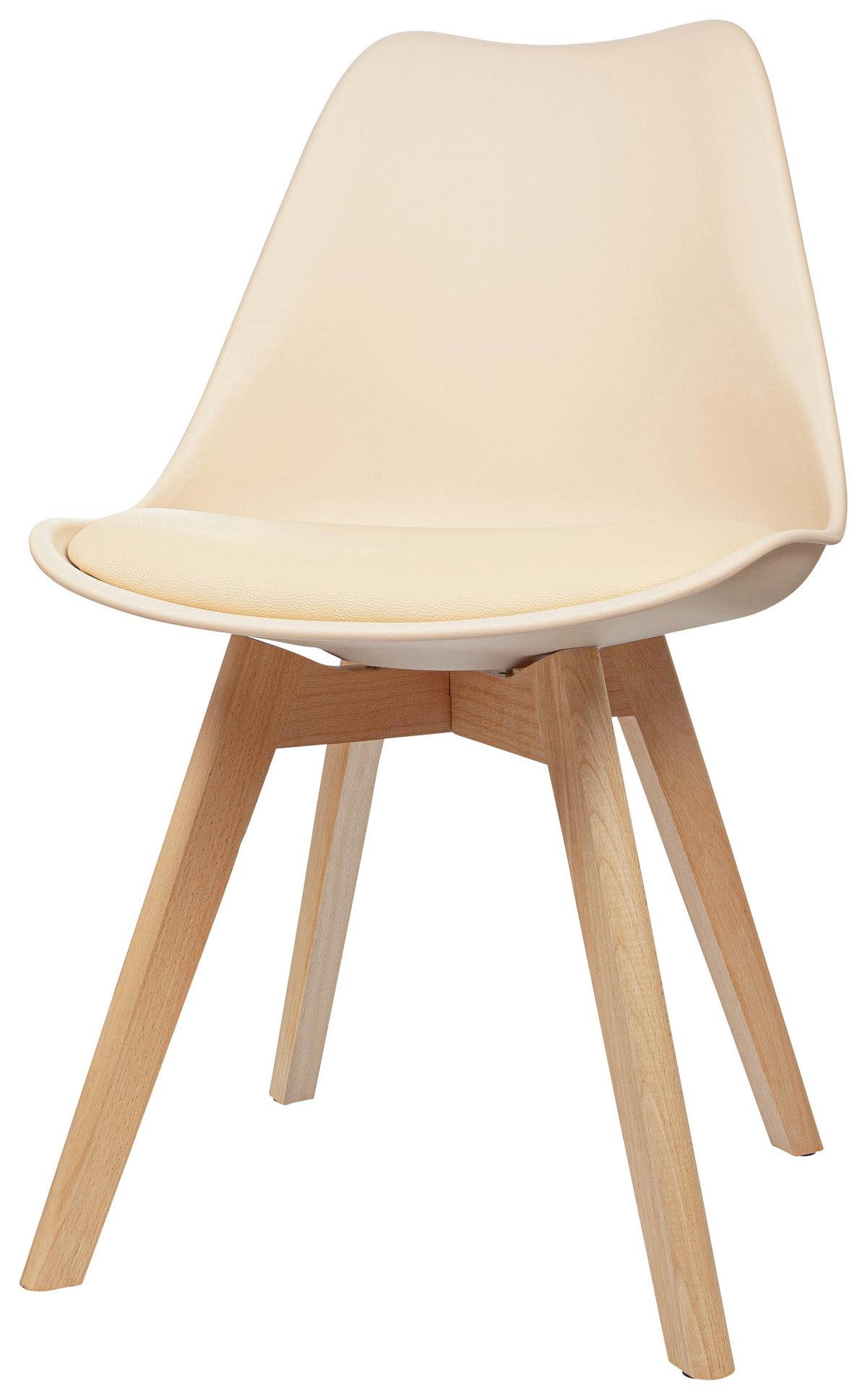 Stuhl-Set 4er Scandi Buche Dekor/Beige - Beige/Buchefarben, MODERN, Holz/Textil (48/87/56cm) - MID.YOU