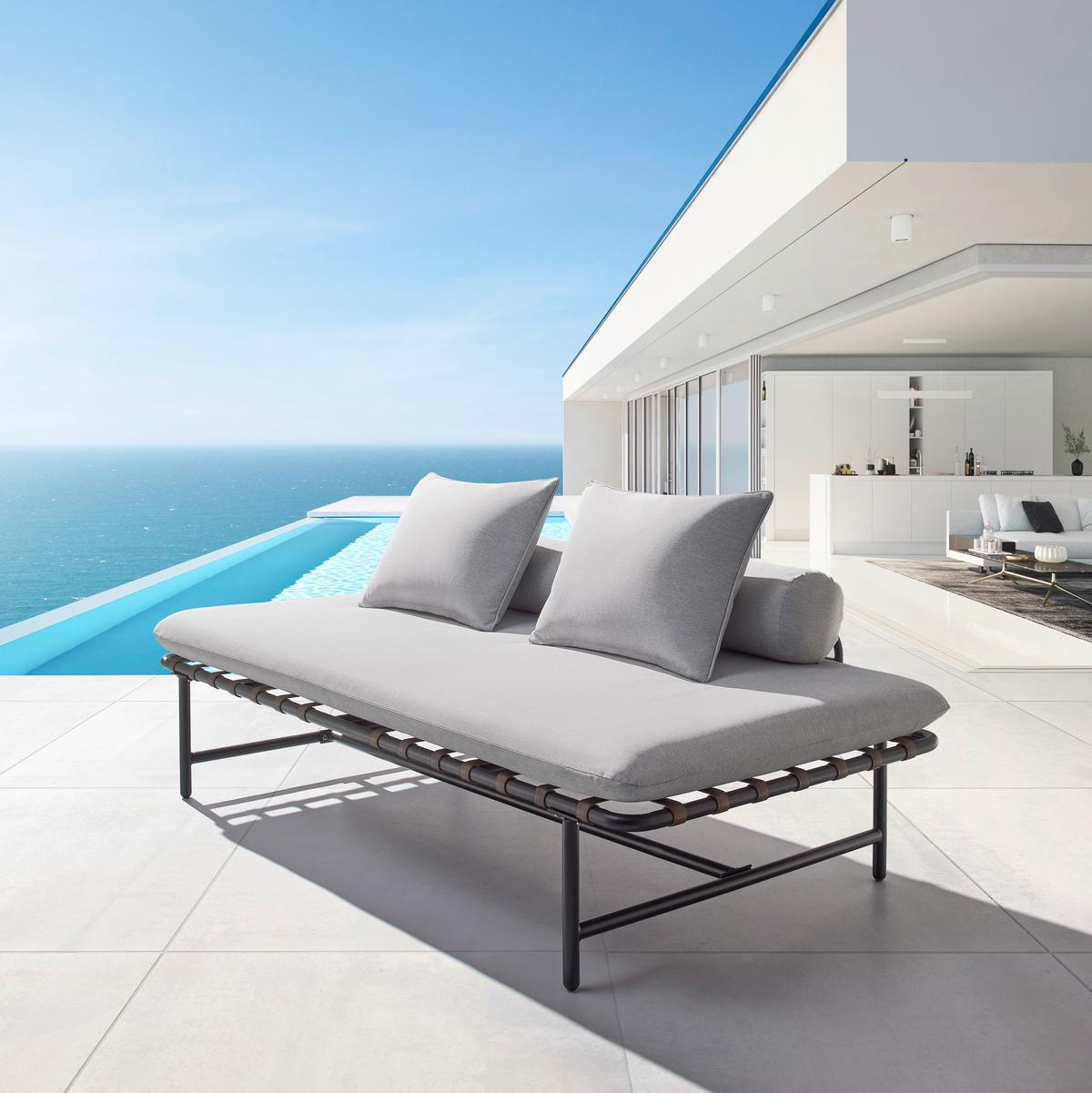 Záhradné lehátko NORAH - sivá, Modern, kov/textil (180/51/87cm) - Bessagi Garden