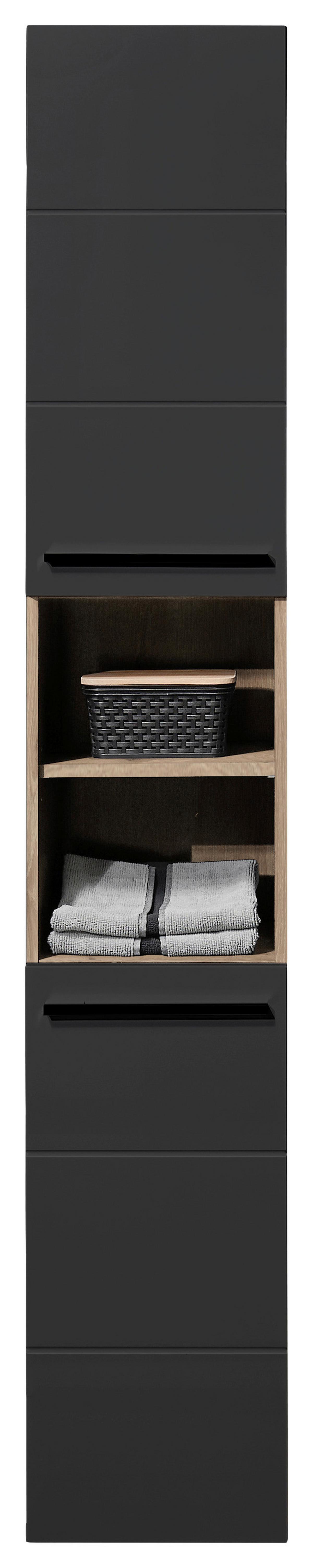 Hochschrank Vista Bxh: 34x190 Cm Eiche Dekor/schwarz - Eichefarben/Schwarz, Basics, Holzwerkstoff (34/190/31cm) - MID.YOU