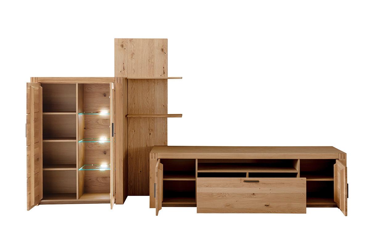 Wohnwand Prag - Eichefarben, Design, Glas/Holz (332/184/50cm)