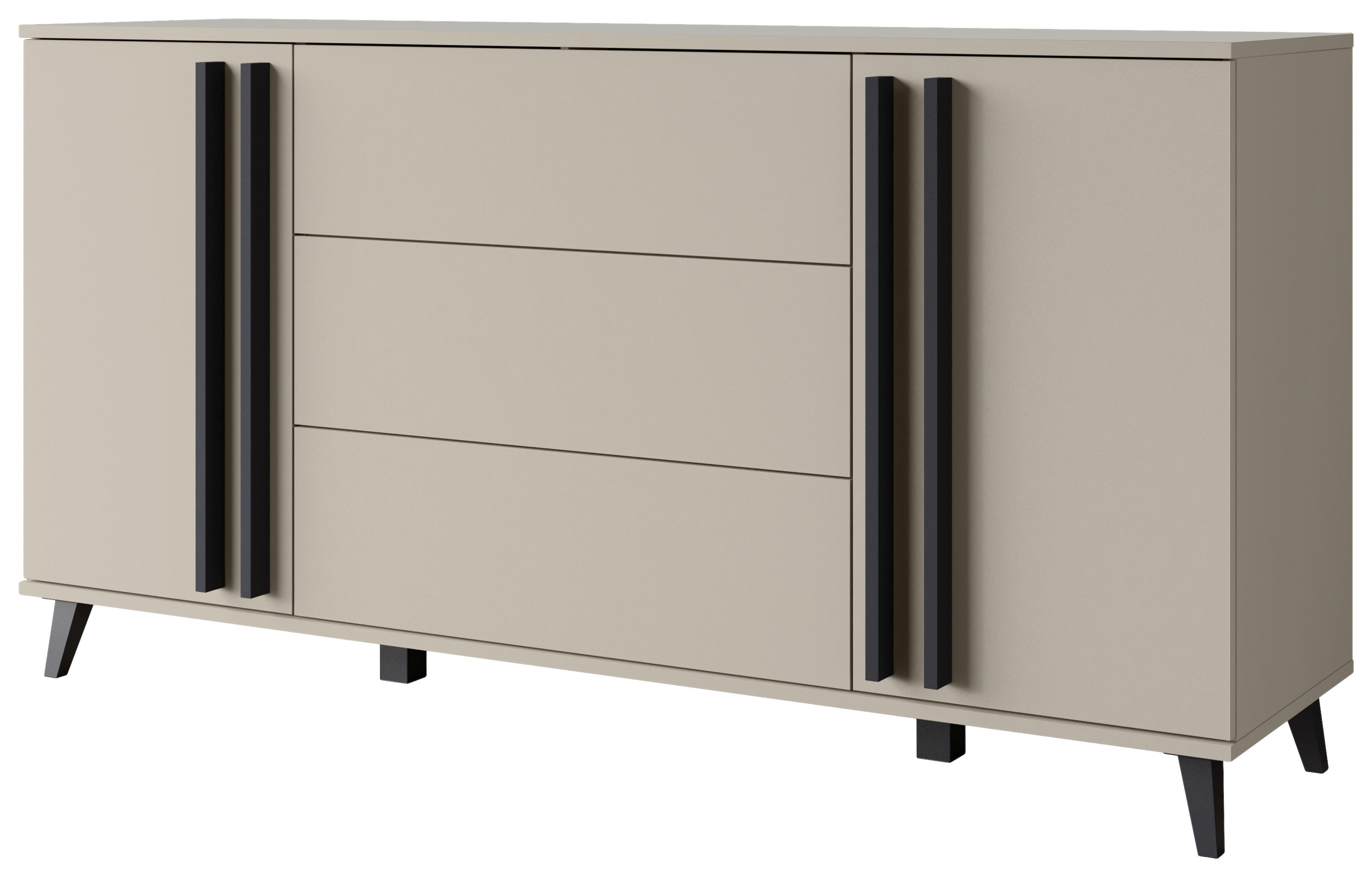 ŠIROKÁ KOMODA HELSINKI 150 - čierna/béžová, Trend, kompozitné drevo/plast (150/77,8/39,5cm)