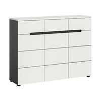 Schuhschrank Canu Grau/Weiß B: 120 cm - Schwarz/Weiß, Design, Holzwerkstoff (120/94/37cm) - Livetastic