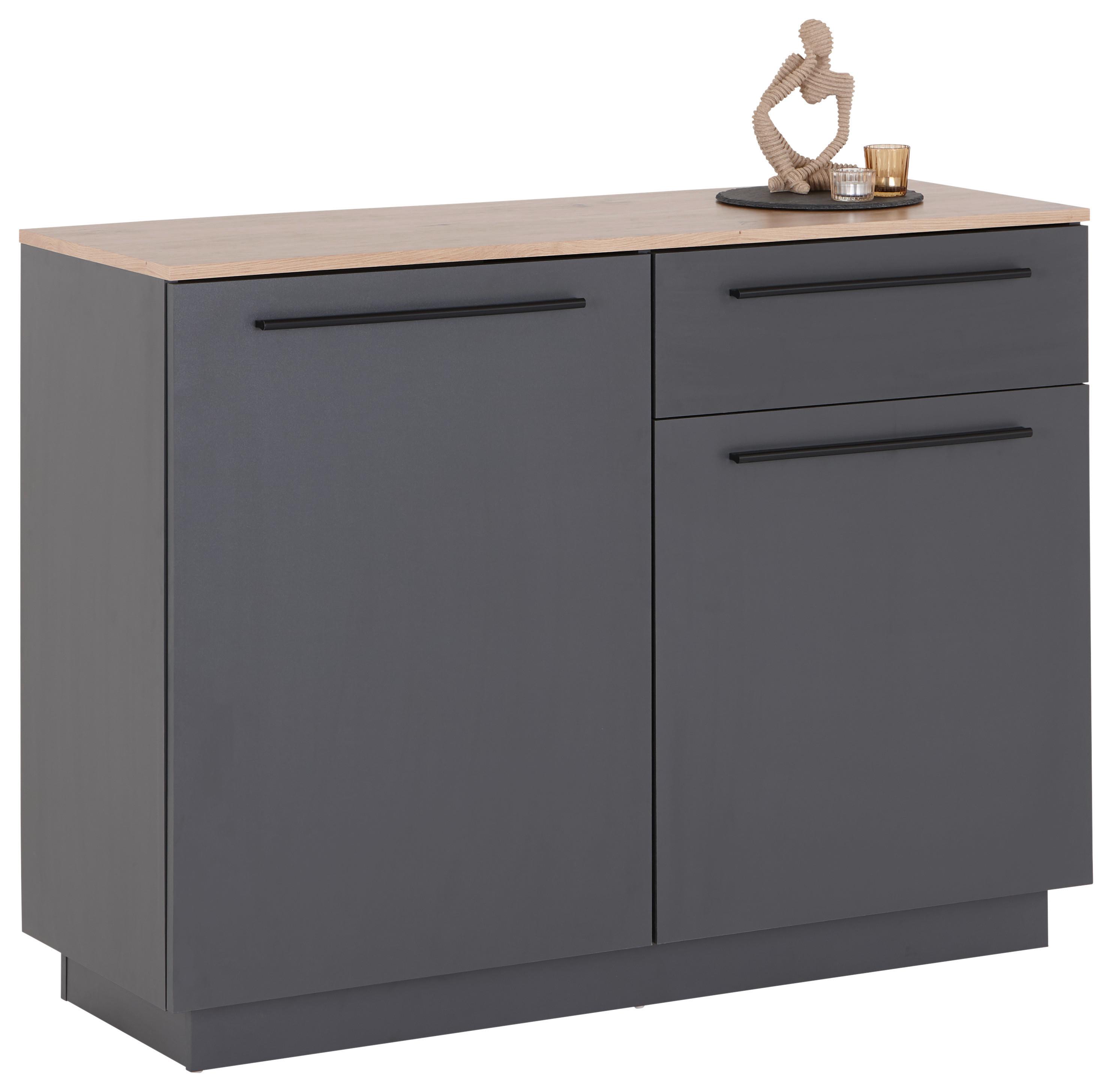 Kommode B: 120 cm Alaska Anthrazit/Eiche Artisan - Anthrazit/Eiche Artisan, MODERN, Holzwerkstoff (120/90,9/42cm)