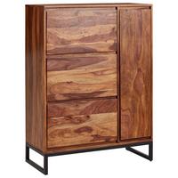 Sideboard Sheesham Sheeshamfarben B: 88 cm - Sheeshamfarben/Schwarz, Design, Holz (88/120/40cm) - MID.YOU