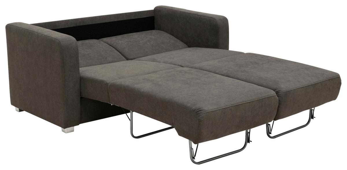 2-Sitzer-Sofa mit Schlaffunktion Mia Dunkelbraun - Chromfarben/Dunkelbraun, Basics, Textil (159/88/87cm) - Livetastic