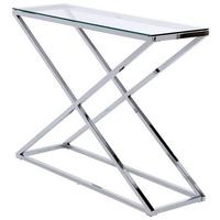 Konsolentisch Xtra Console Chromfarben B: 30 cm - Chromfarben/Klar, MODERN, Glas/Metall (100/30/74cm) - Livetastic