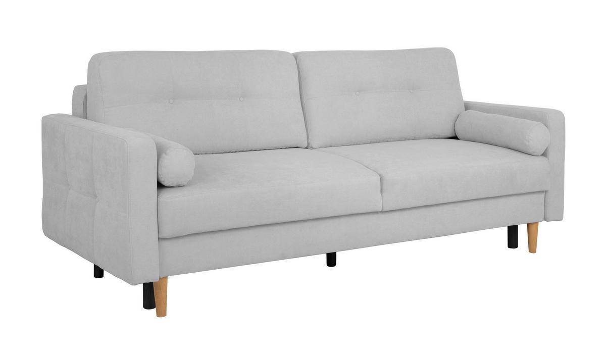 Schlafsofa Noret, Hellgrau B: 222 Cm - Buchefarben/Hellgrau, Design, Textil (222/93/99cm) - MID.YOU