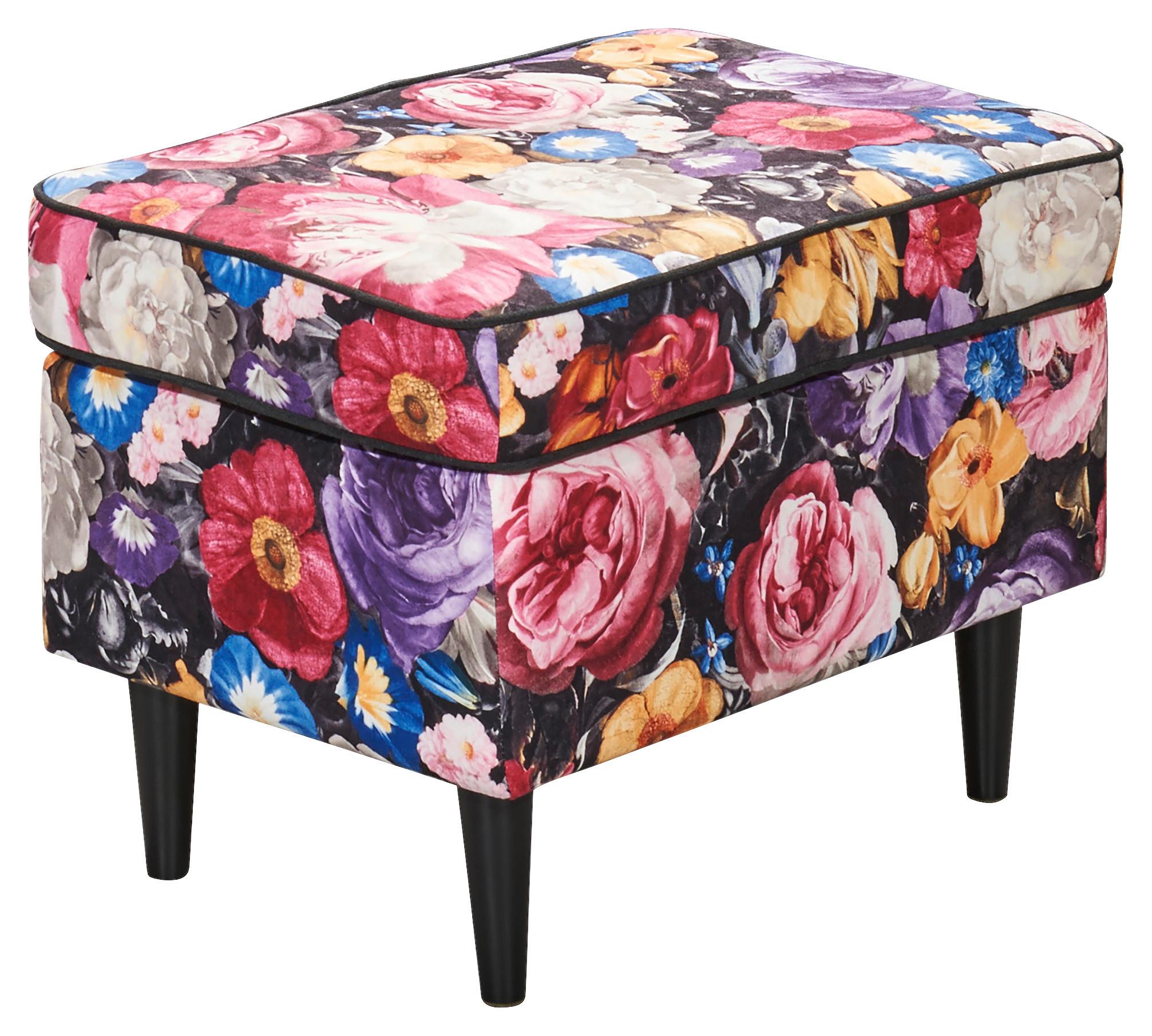 Hocker Laurel Multicolor B: 63 cm - Multicolor/Schwarz, KONVENTIONELL, Textil (63/43/42cm) - MID.YOU