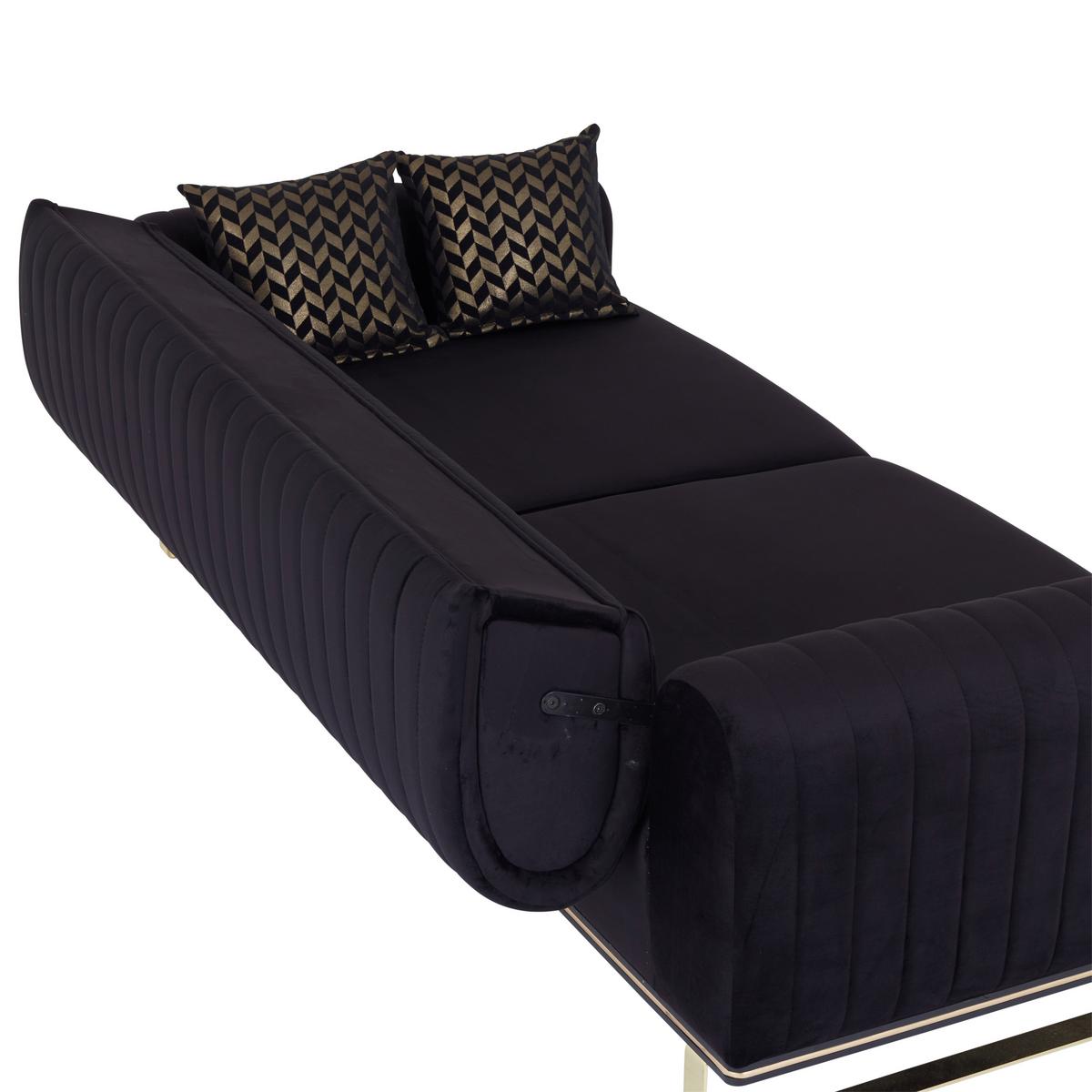 3-Sitzer-Sofa Mit Schlaffunktion Bono Schwarz - Goldfarben/Schwarz, MODERN, Textil (230/83/90cm) - Luca Bessoni