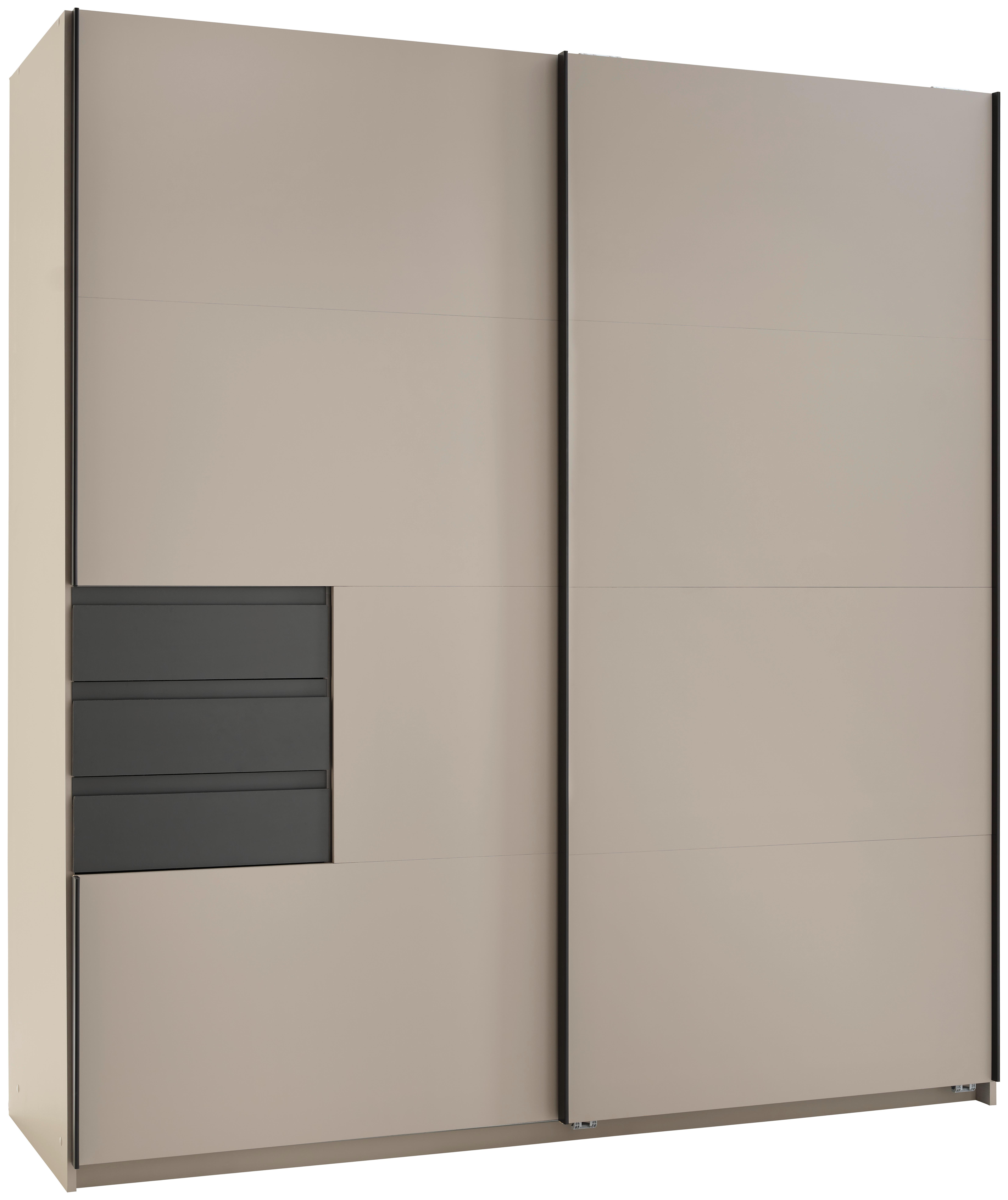 Šatníková skriňa OSNABRÜCK - čierna/sivá, Trend, kov/kompozitné drevo (180/198/65cm)