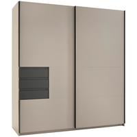 Schwebetürenschrank B: 180 cm Saharagrau/Grafit, O. Spiegel - Graphitfarben/Grau, Trend, Holzwerkstoff (180/198/65cm)