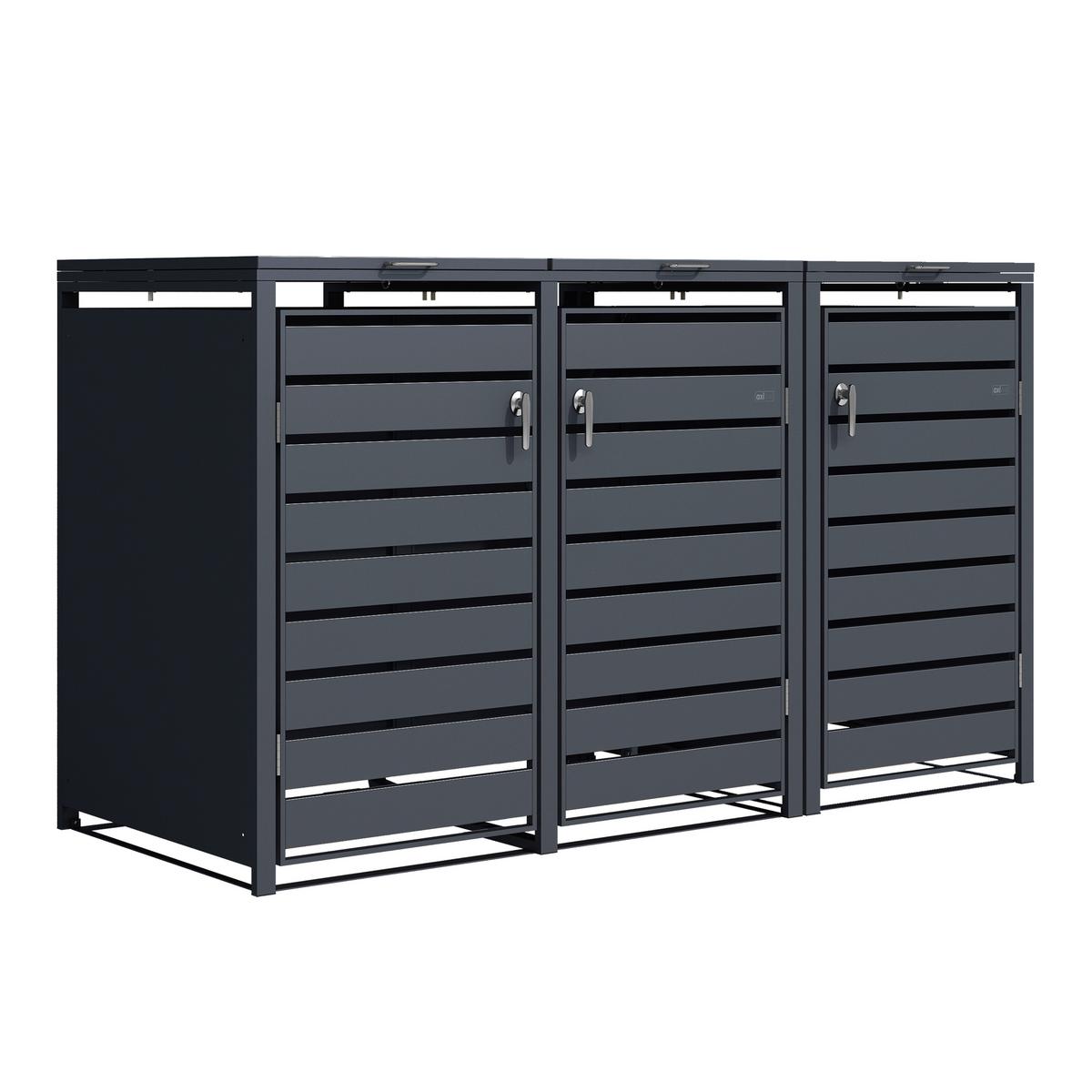 Aufbewahrungsbox Lucas 3x240 Liter - Anthrazit, Basics, Metall (200/80/116cm) - Ambia Garden