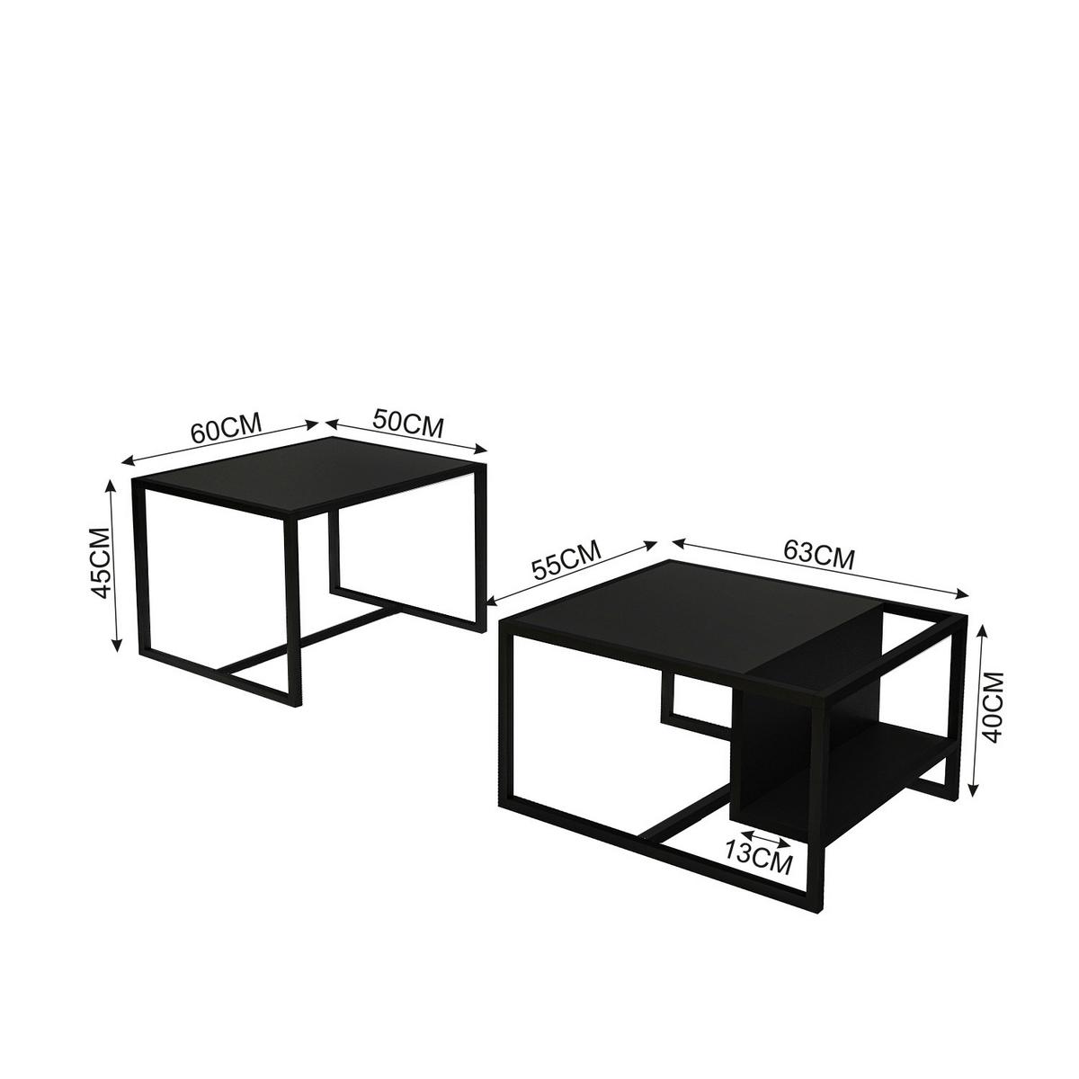 Couchtisch Bati Anthrazit B: 60-63 Cm - Anthrazit/Schwarz, Design, Holzwerkstoff/Metall (60-63/45-40/50-55cm) - Livetastic