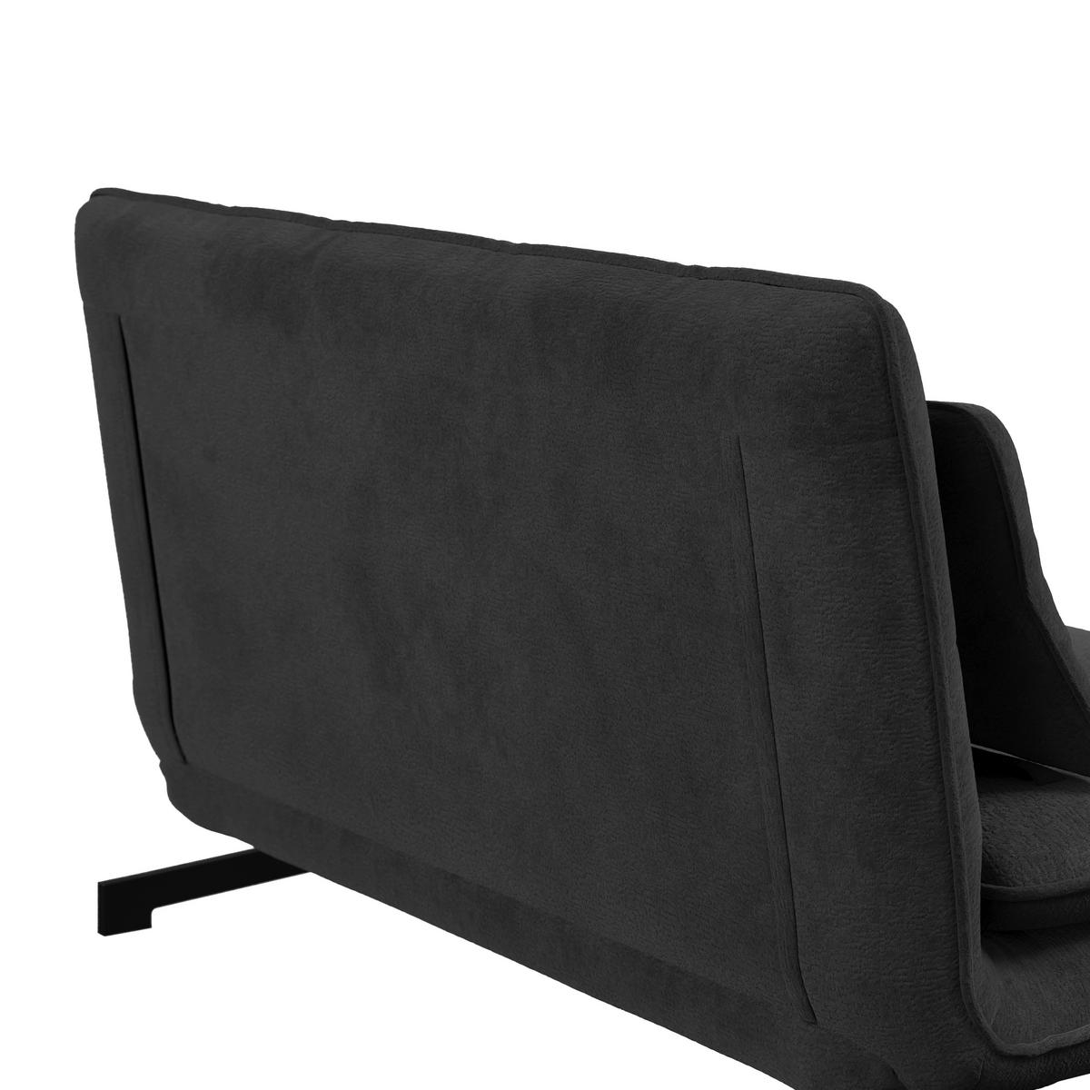 Rozkládací pohovka LUNA, tmavě šedé buklé, max.240 kg - černá/tmavě šedá, Moderní, kov/textil (142/62/40cm) - Bessagi Home