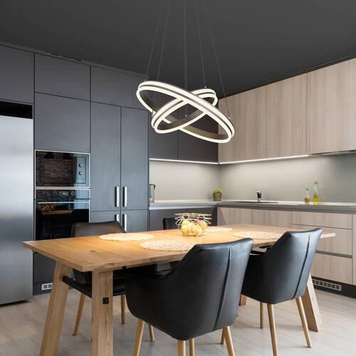 LED-Hängeleuchte 67314-60h - Klar/Titanfarben, Design, Kunststoff/Metall (60/120cm) - Globo
