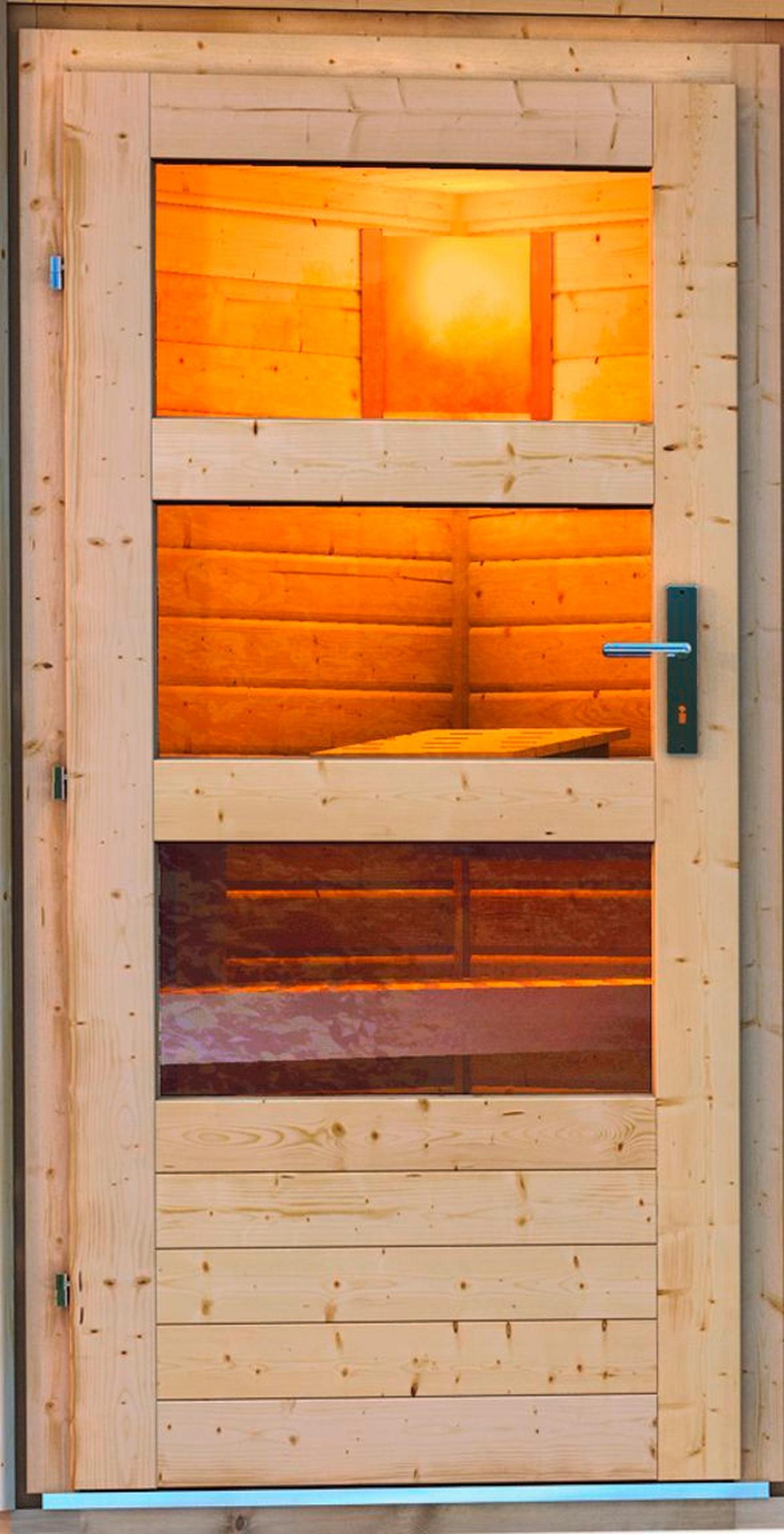 Sauna Dijon Mit Ext. Steuerung 9-Kw-Ofen Inkl. Diabassteine - Naturfarben, MODERN, Holz (196/228/196cm) - Karibu