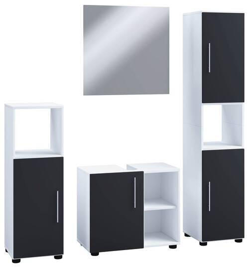 Badmöbel-Set 4-Tlg. Flandu II B: 122 cm Schwarz/Weiß - Schwarz/Weiß, MODERN, Holzwerkstoff (122cm) - MID.YOU