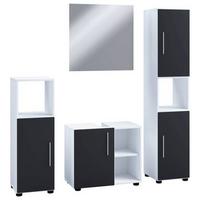 Badmöbel-Set 4-Tlg. Flandu II B: 122 cm Schwarz/Weiß - Schwarz/Weiß, MODERN, Holzwerkstoff (122cm) - MID.YOU