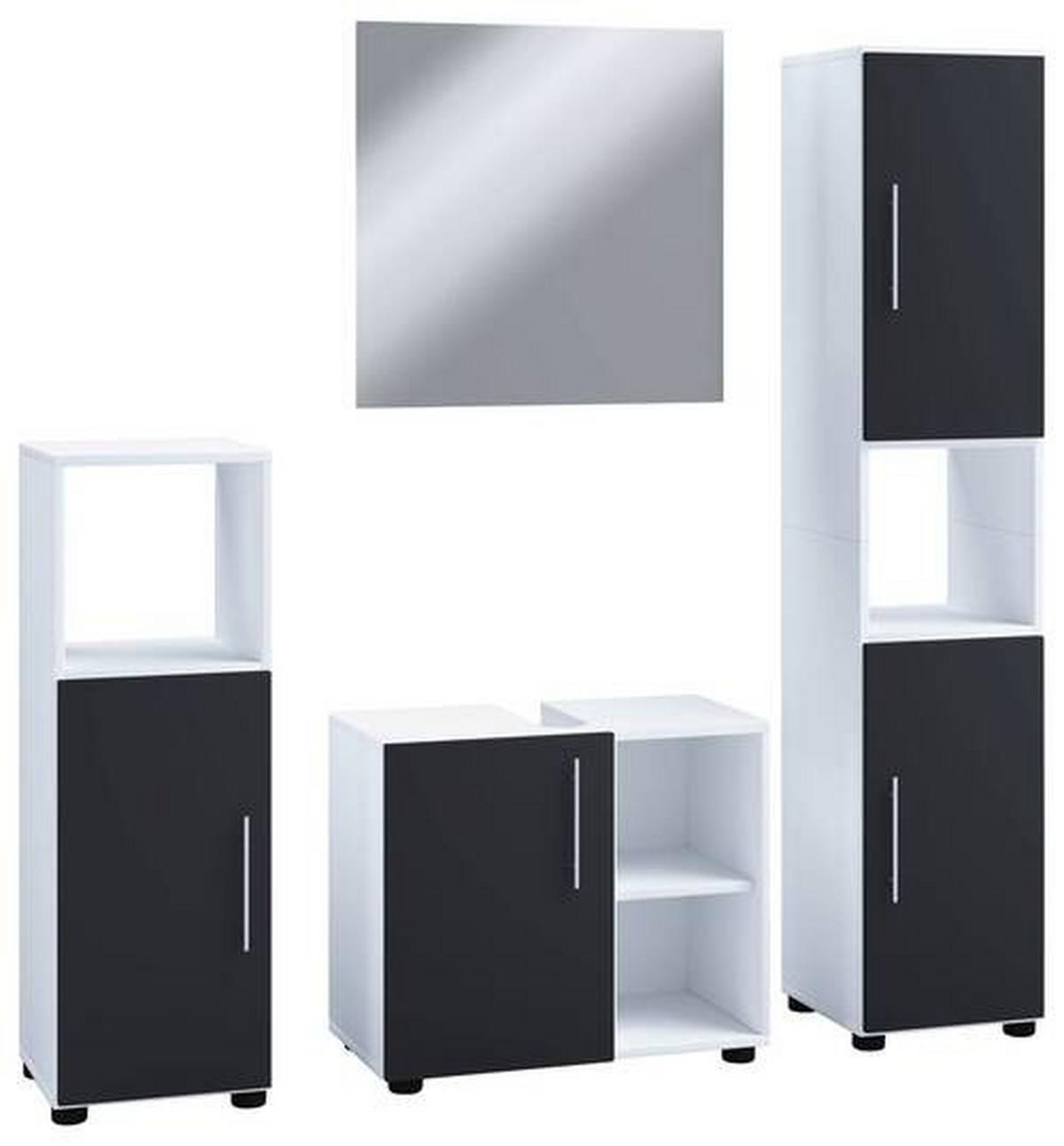Badmöbel-Set 4-Tlg. Flandu II B: 122 cm Schwarz/Weiß - Schwarz/Weiß, MODERN, Holzwerkstoff (122cm) - MID.YOU