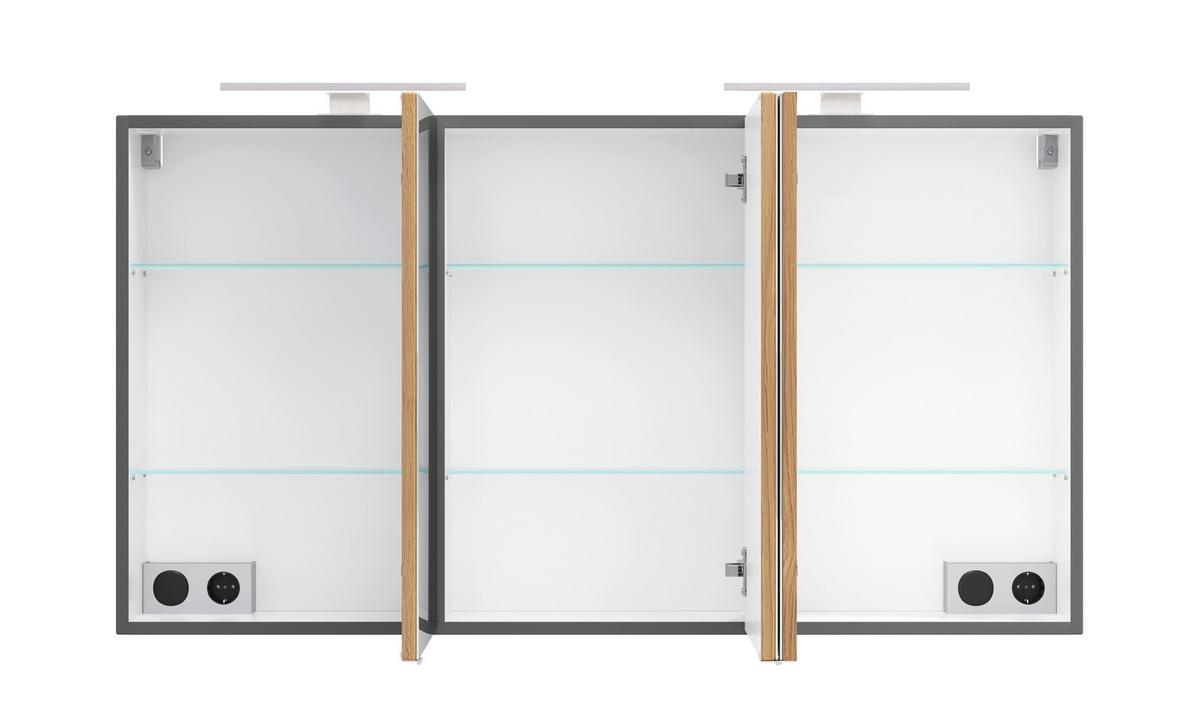 SPIEGELSCHRANK Verona Grau B: 120cm - Wildeiche/Weiß, Trend, Glas/Holzwerkstoff (120/64/20cm) - Held