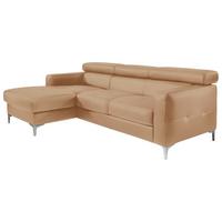 Ecksofa Sammy Cappuccino Leder - Chromfarben/Cappuccino, Design, Leder (169/226cm) - Livetastic