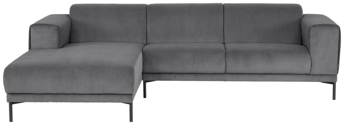 Ecksofa Erno Grau S: 262 cm - Schwarz/Grau, Design, Textil (262/183cm) - MID.YOU