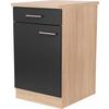 Küchenunterschrank Merle Schwarz, Eiche Dekor B:50cm - Eichefarben/Schwarz, Basics, Holzwerkstoff (50/84,8/60cm) - Respekta