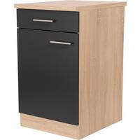 Küchenunterschrank Merle Schwarz, Eiche Dekor B:50cm - Eichefarben/Schwarz, Basics, Holzwerkstoff (50/84,8/60cm) - Respekta