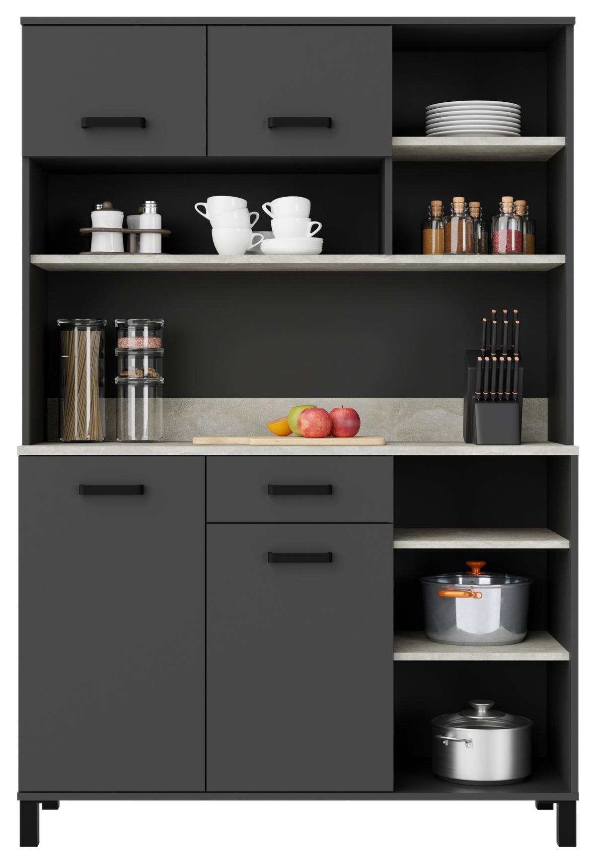 Buffet Linda Anthrazit, Hellgrau B: 119,1cm - Anthrazit/Hellgrau, KONVENTIONELL, Holzwerkstoff (119,1/177/40cm) - P & B