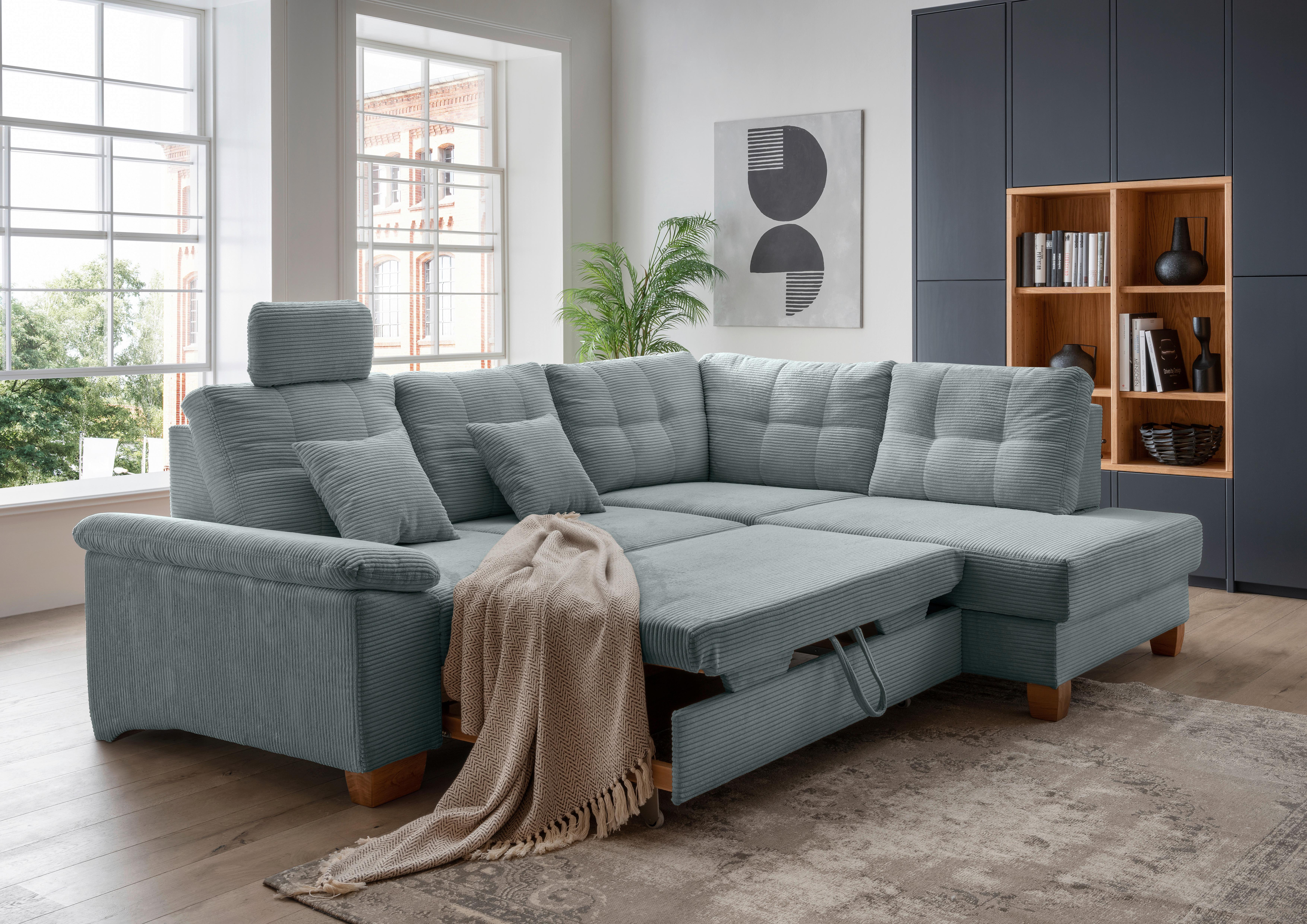 Ecksofa Brizzini Hellblau S: 274x206 Cm - Naturfarben/Hellblau, MODERN, Textil (274/206cm) - Livetastic