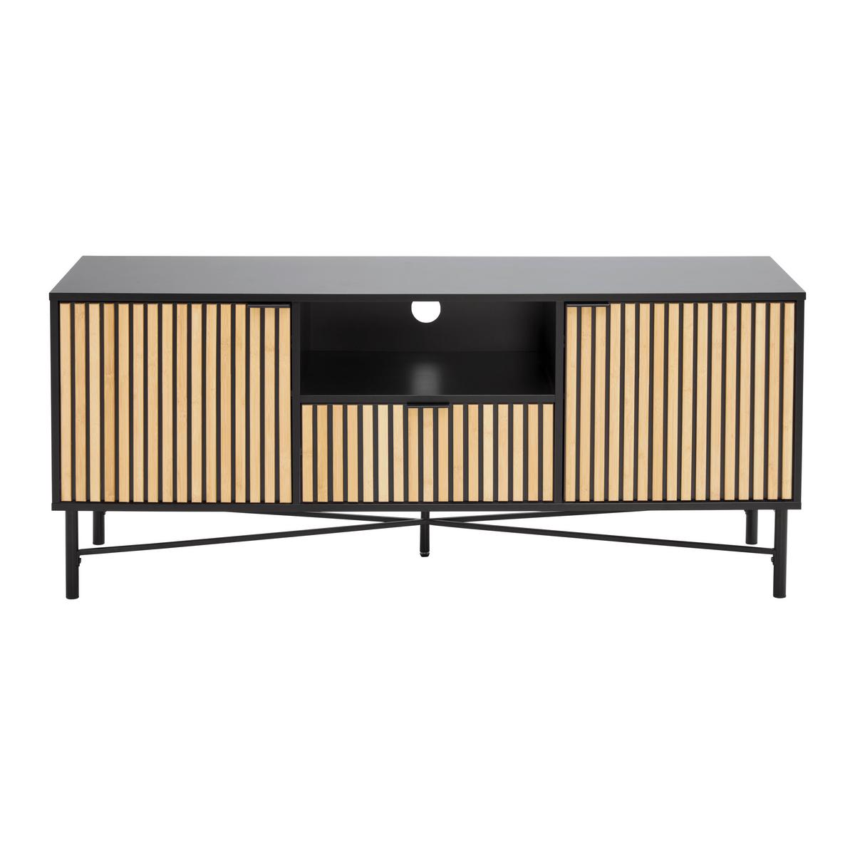 NÍZKÁ KOMODA MADRID -EXKLUSIV- - černá/přírodní barvy, Moderní, kov/dřevo (143/60/40cm) - Mömax