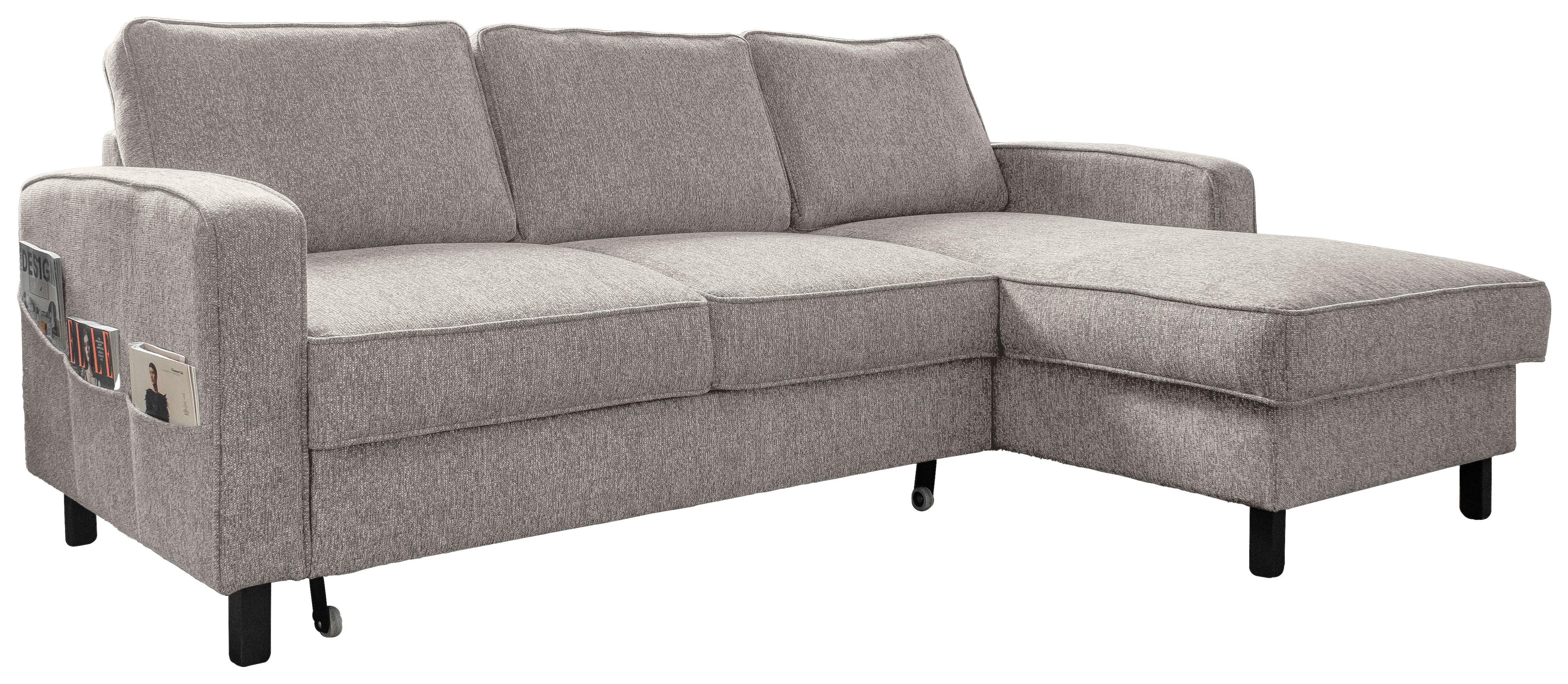 Ecksofa Molly Salz und Pfeffer S: 228x148 cm - Grauweiß/Schwarz, Textil (228/148cm) - MID.YOU