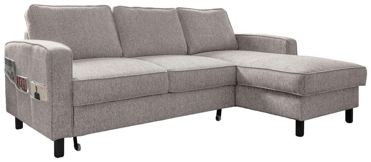 Ecksofa Molly Salz und Pfeffer S: 228x148 cm - Grauweiß/Schwarz, Textil (228/148cm) - MID.YOU