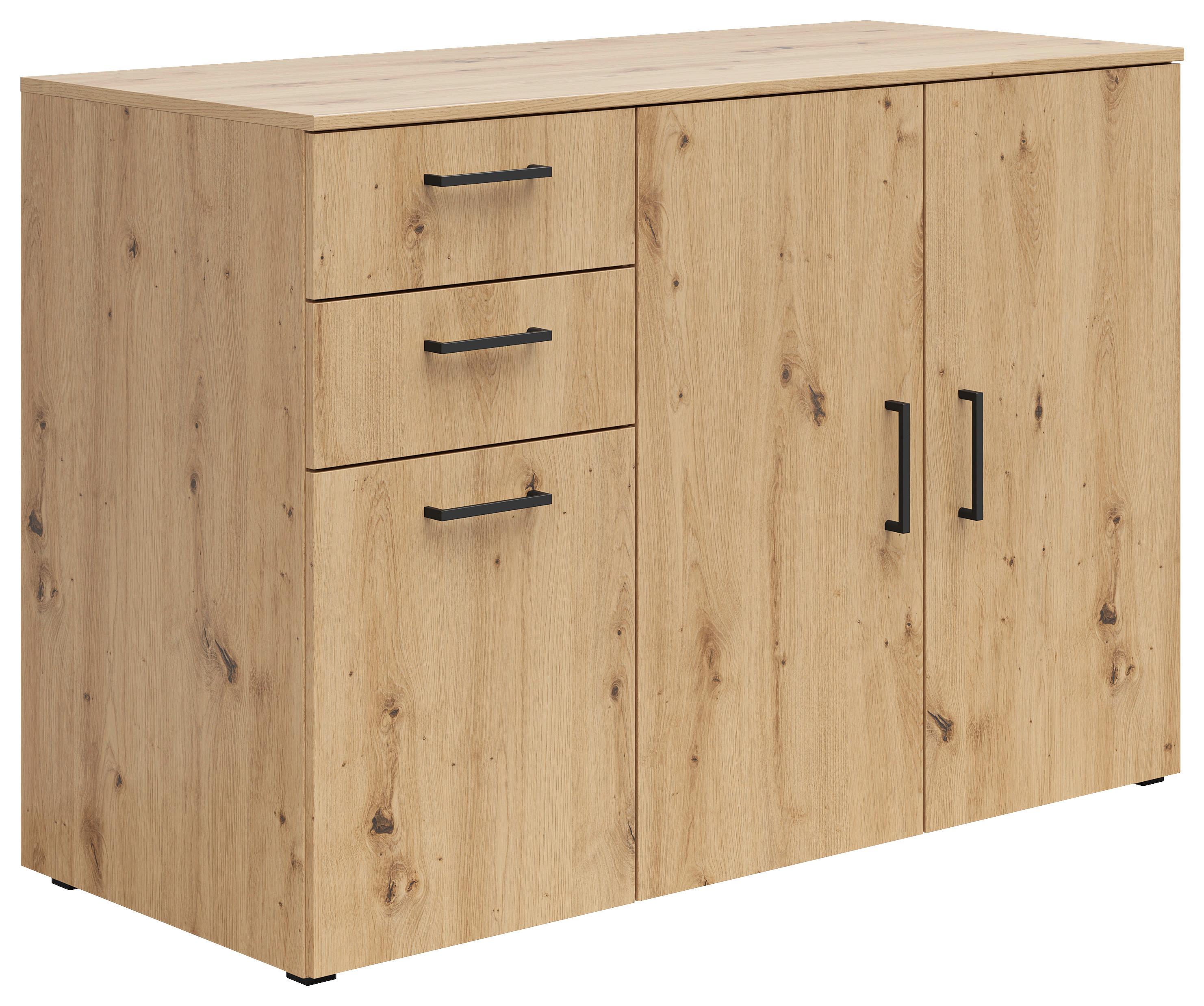 Kommode Multi,cab.3D/2drawers,s588-Kom - Anthrazit/Eiche Artisan, MODERN, Holzwerkstoff (120/83/52cm)