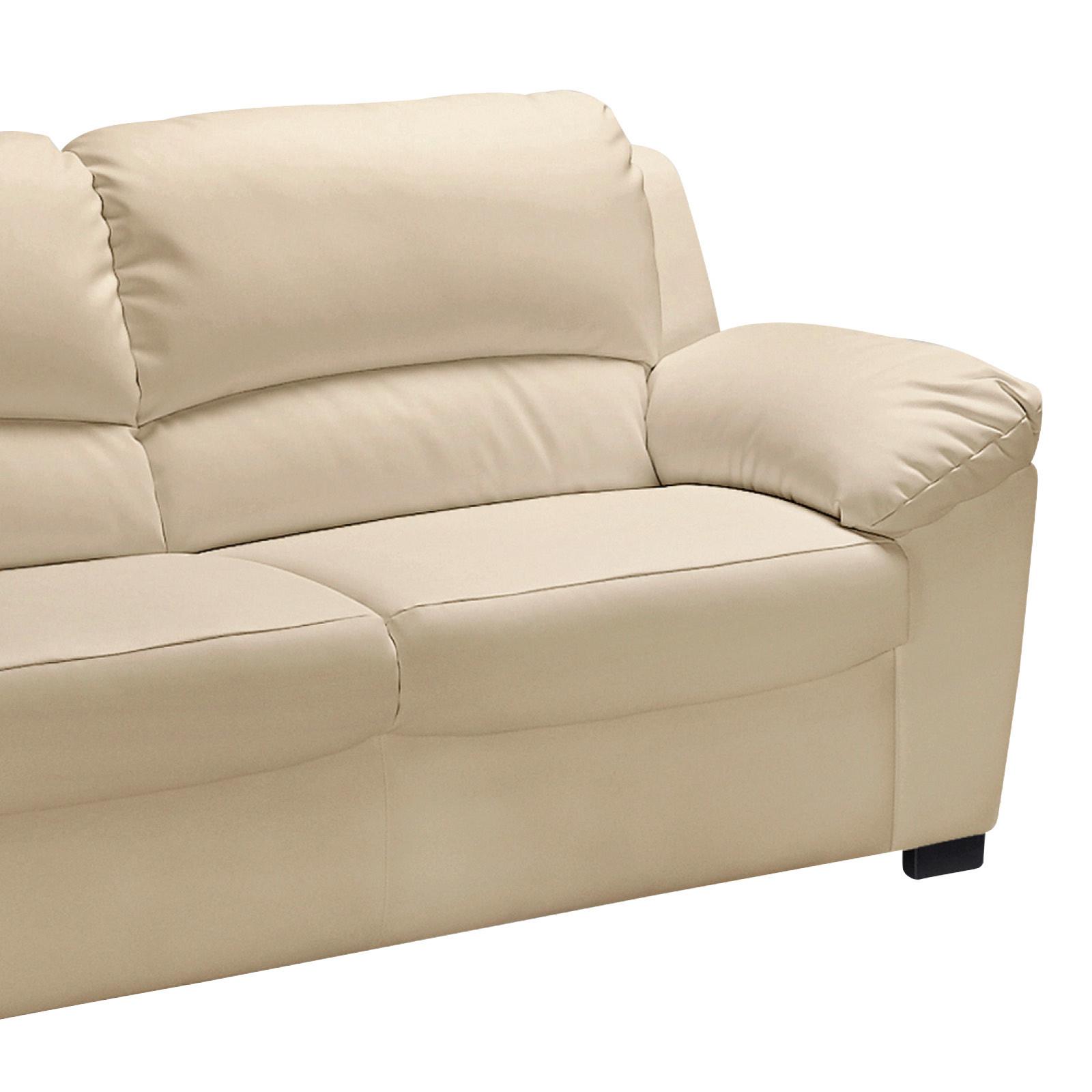 3-sitzer-sofa Danilo Rücken Echt, Beige Lederlook - Beige/Schwarz, KONVENTIONELL, Textil (182/90/90cm) - MID.YOU