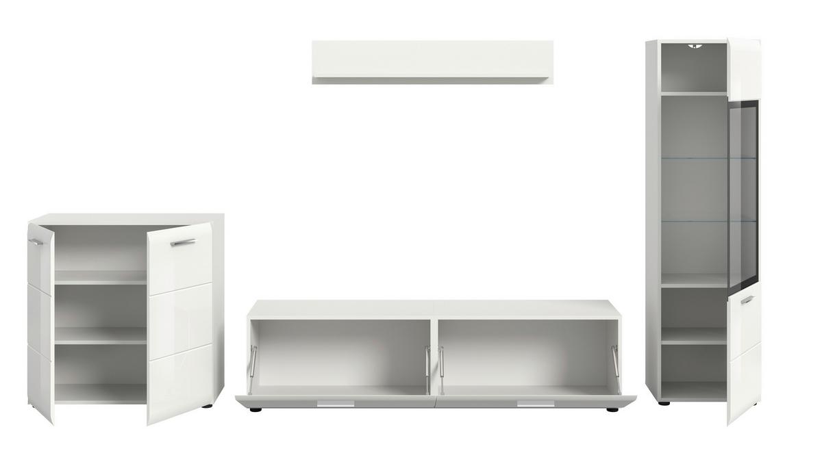 Szekrénysor Ice - fehér/magasfényű fehér, Design, faalapú anyag (305/160/41cm) - Livetastic
