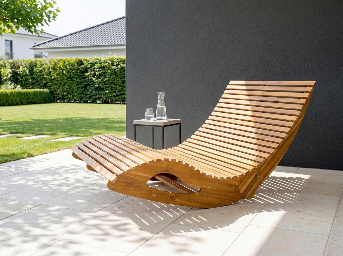 Schaukelliege für 2 Personen LxBxH: ca. 156x120x72 cm - Akaziefarben, Basics, Holz (156/120/72cm) - Prestige Home