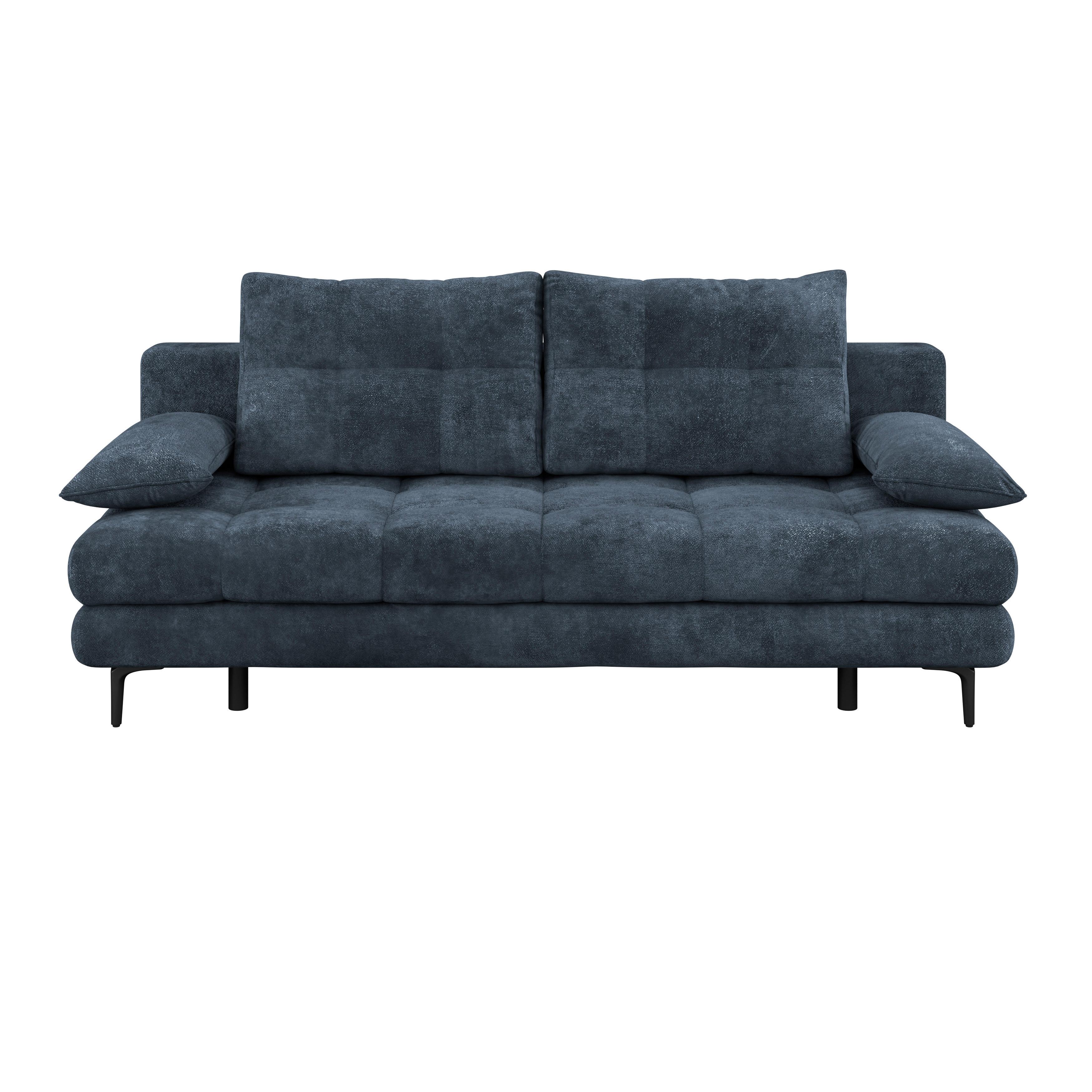 Schlafsofa Perla Dunkelblau B: 203 Cm - Schwarz/Dunkelblau, KONVENTIONELL, Textil (203/94/96cm)