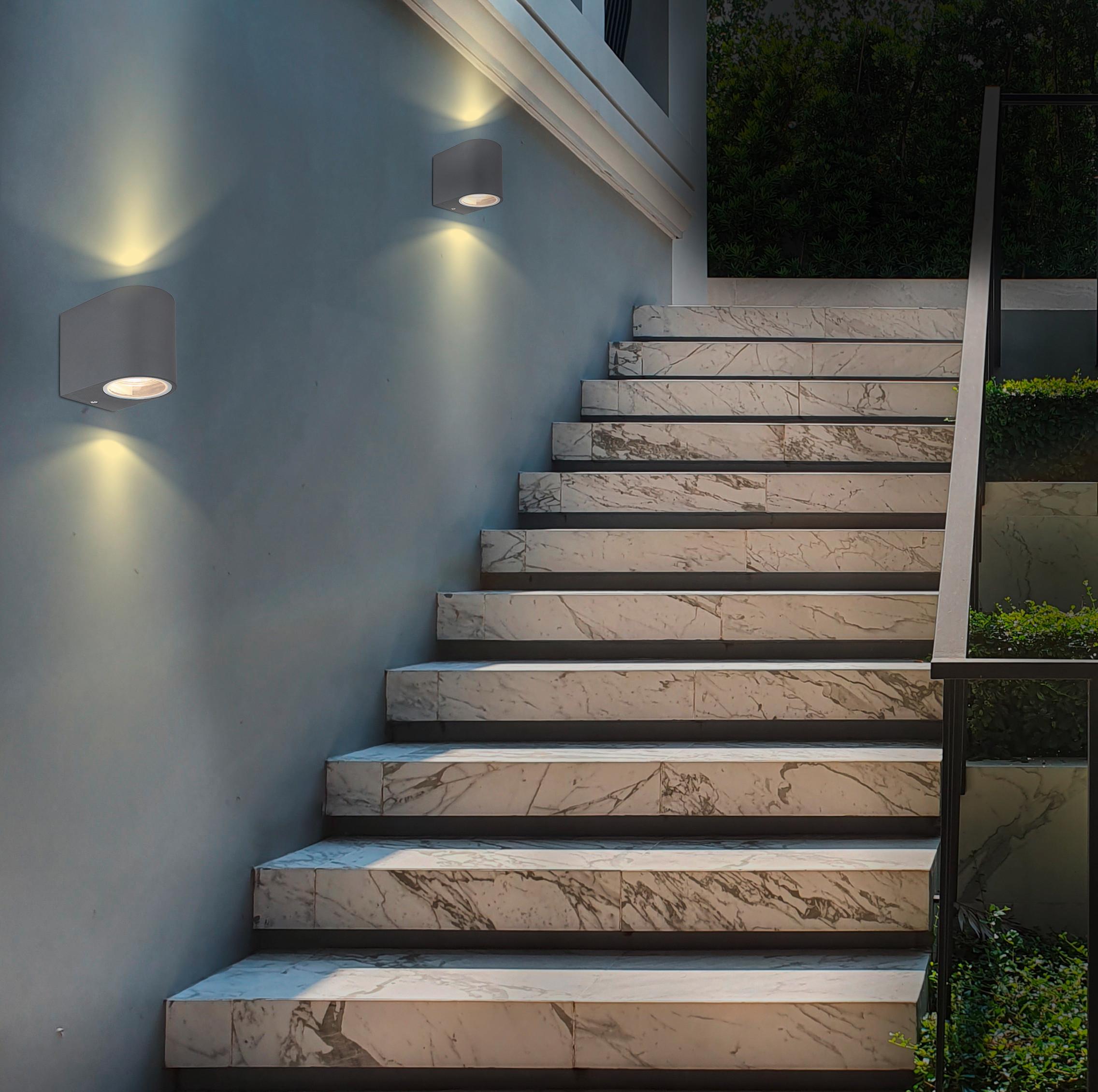 Außenleuchte 35 W Glas/Aluminium - Klar/Anthrazit, Design, Glas/Metall (6,8/9,2/8,1cm) - Globo