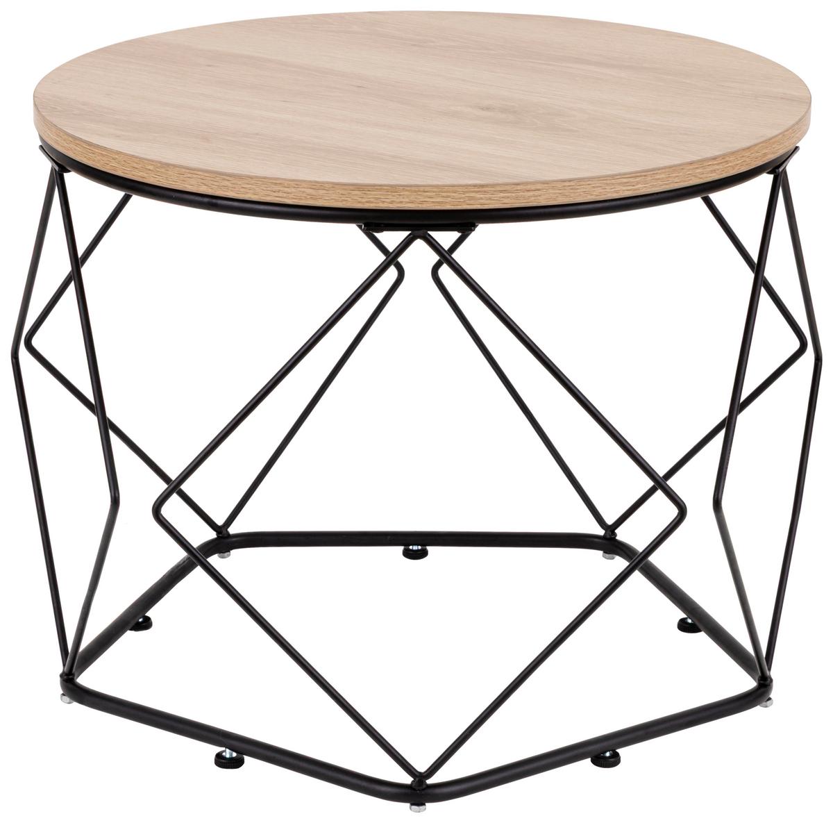 Couchtisch-Set Schwarz/Eichefarben B: 50cm - Eichefarben/Schwarz, Design, Holzwerkstoff/Metall (50-40/50-40/40-36cm) - MID.YOU