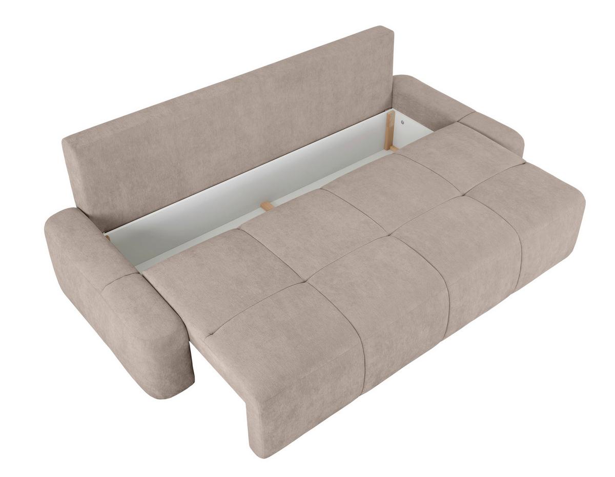 Schlafsofa Hello Lux 3Dl Hellgrau B: 240cm - Hellgrau/Schwarz, Design, Textil (240/93/108cm) - MID.YOU
