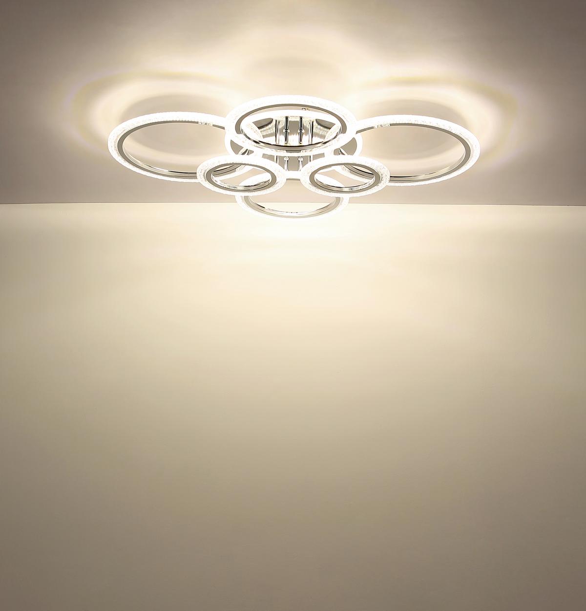 LED-Deckenleuchte Memory-Funktion - Klar/Chromfarben, Design, Kunststoff/Metall (78/60,5/11,5cm) - Globo