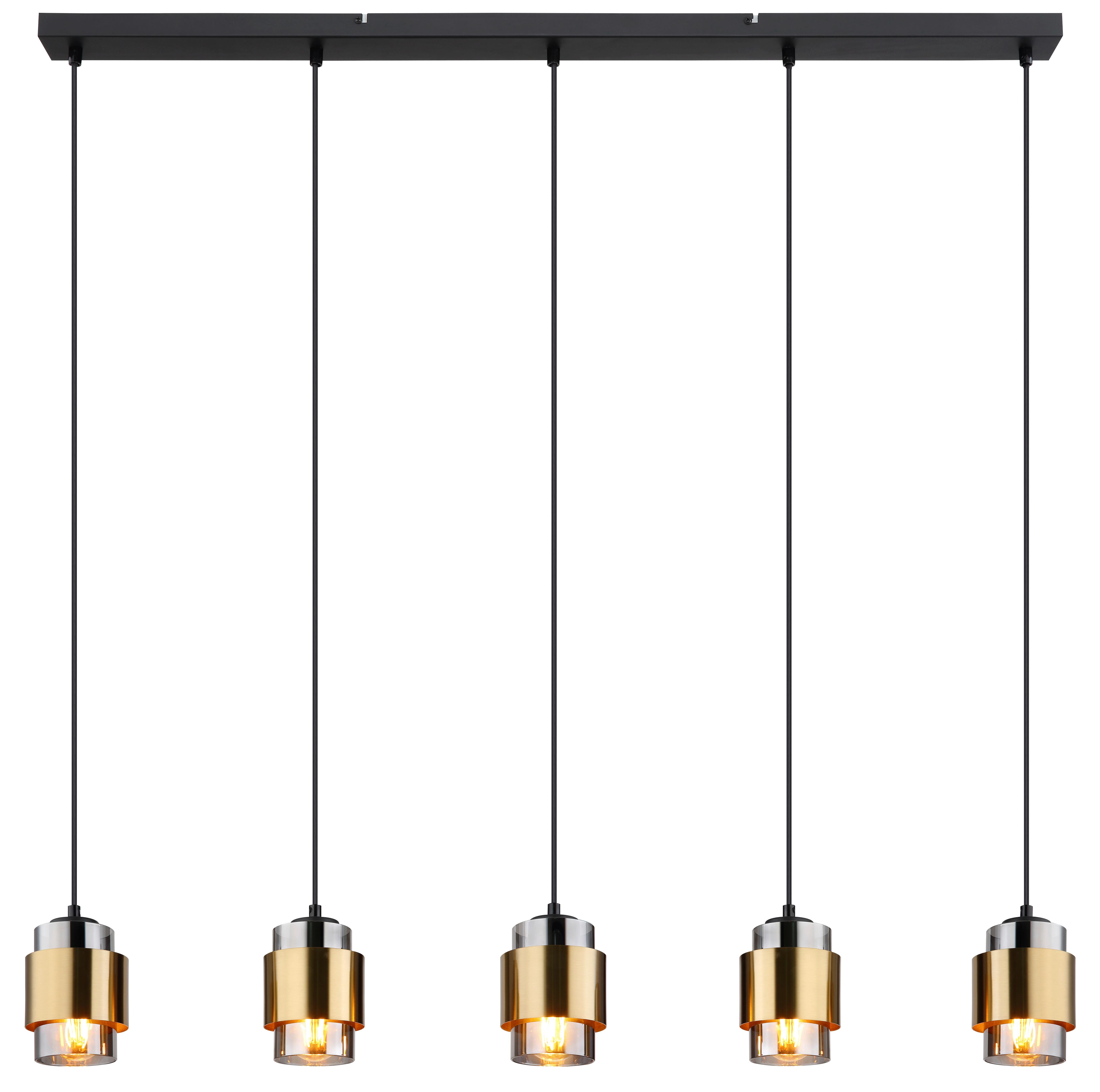 Hängeleuchte 15560-5h Milley - Messingfarben/Schwarz, Design, Glas/Metall (105/10/150cm) - Globo