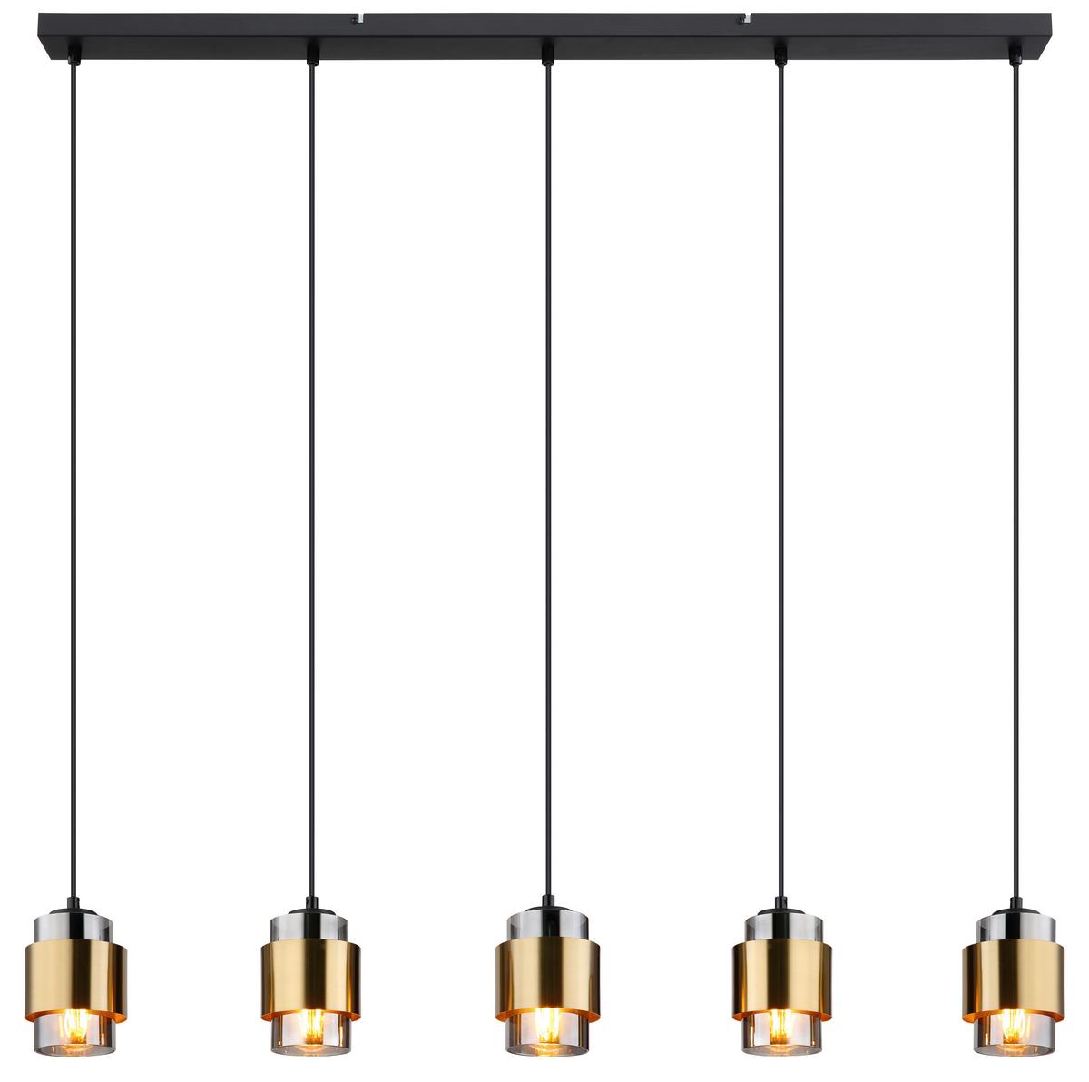 Hängeleuchte 15560-5h Milley - Messingfarben/Schwarz, Design, Glas/Metall (105/10/150cm) - Globo
