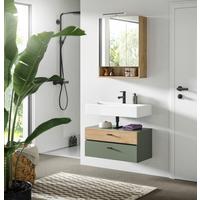 Badezimmer Aqua Grün/Eichefarben B: 75cm - Eichefarben/Schwarz, Trend, Glas/Holzwerkstoff (75cm) - MID.YOU
