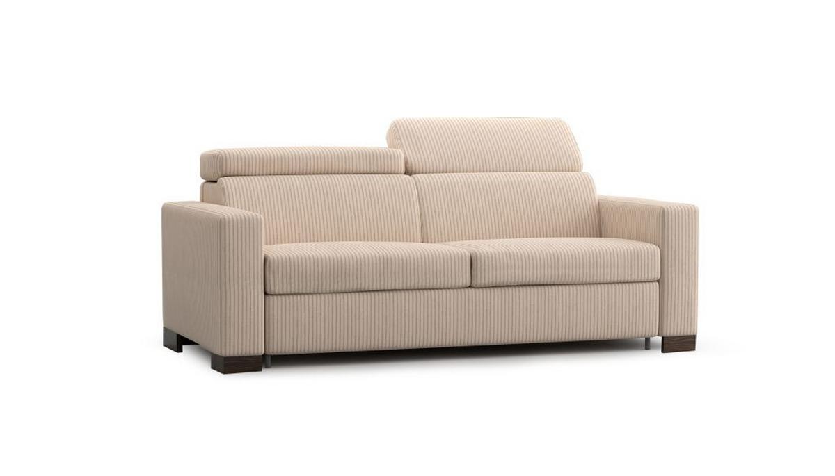 Rozkládací pohovka BARI, krémová, manšestr, s lůžkem - krémová, Basics, dřevo (200/80-98/101cm)