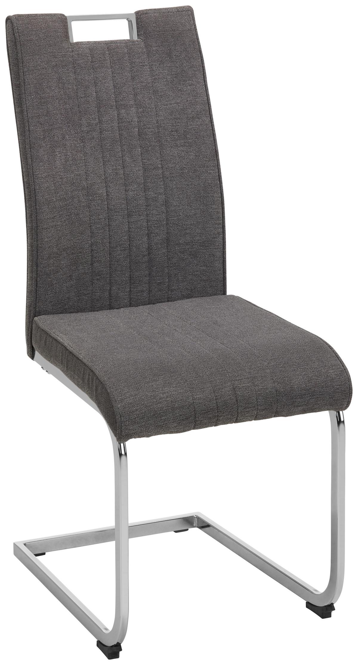 Stolička Katja Sivá - sivá/chrómová, Moderný, kov/textil (42/98/56cm) - Modern Living