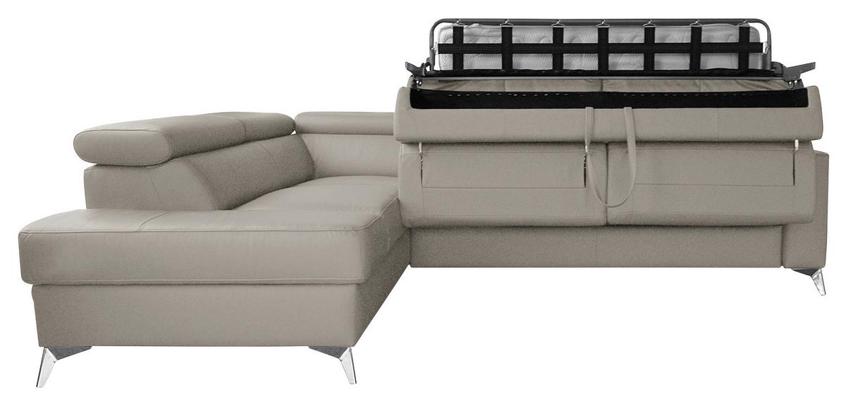 Ecksofa Mondo, Hellgrau S: 208x286 Cm - Chromfarben/Hellgrau, Design, Leder/Textil (208/286cm) - Livetastic