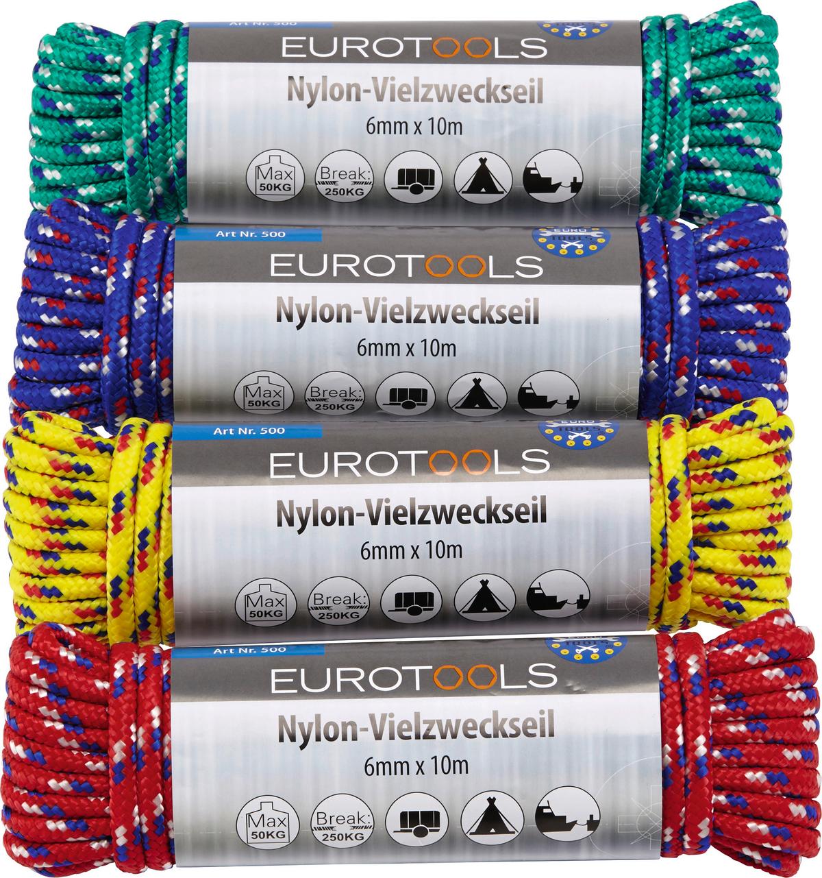 Univerzális Kötél 10 Méter - fehér/zöld, Konventionell, műanyag (0.6/1000cm)